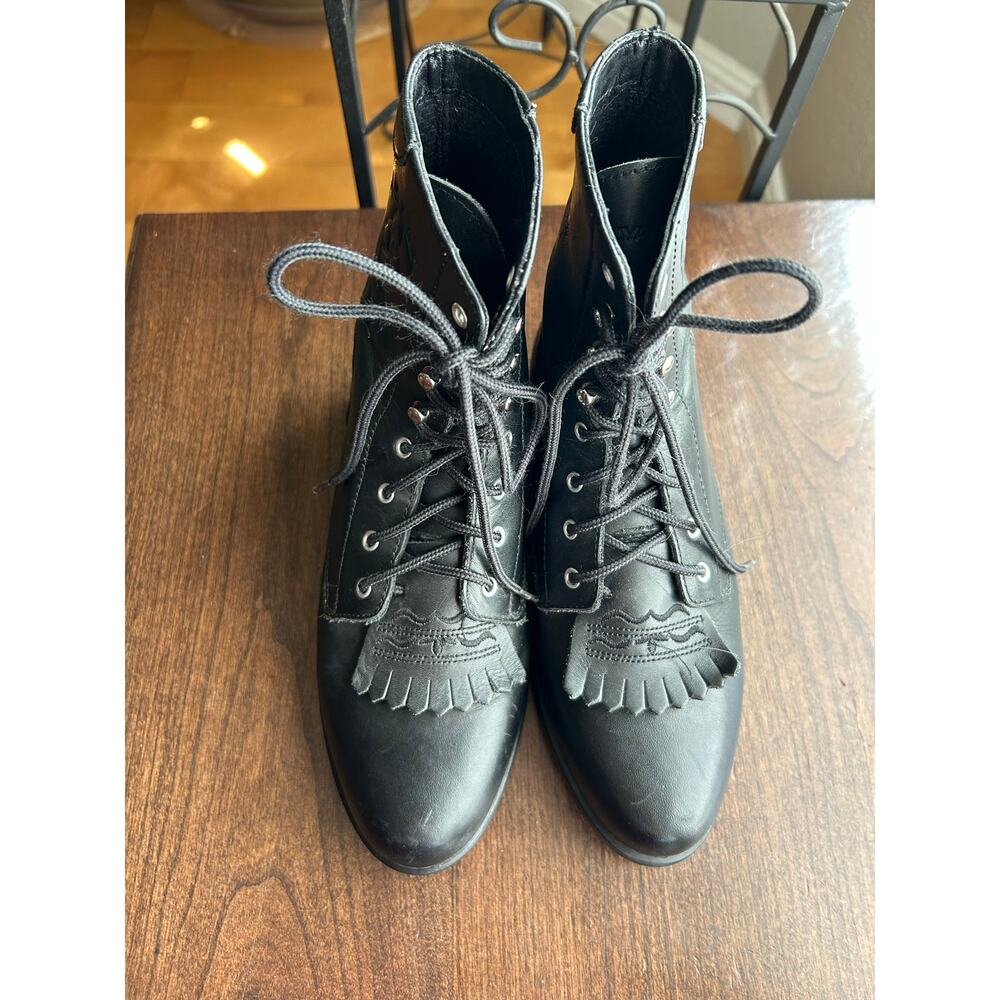 Ariat Lacer Heritage Black Leather Kiltie Boots 6 Woman’s - Picture 3 of 10
